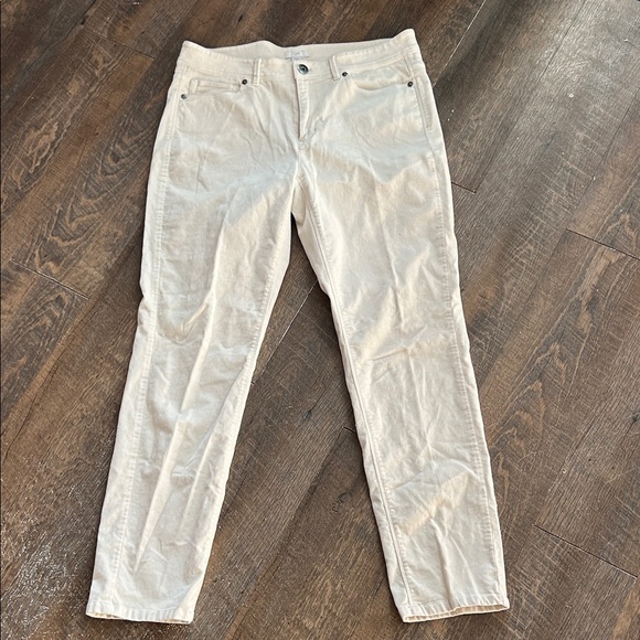 J.Jill Off White / Ivory Corduroy Size 10 Jeans EUC Mid Rise Straight Leg - Picture 1 of 6
